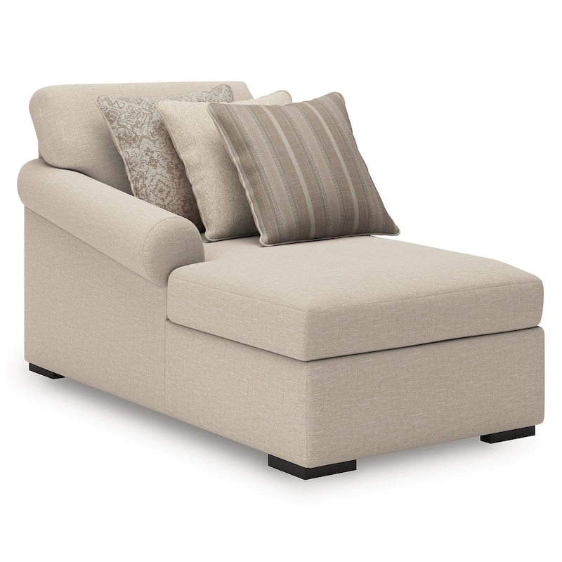 Signature Design by Ashley LadyMae Beige 3-Piece Sectional with Chaise - 130" W x 69" D x 40" H