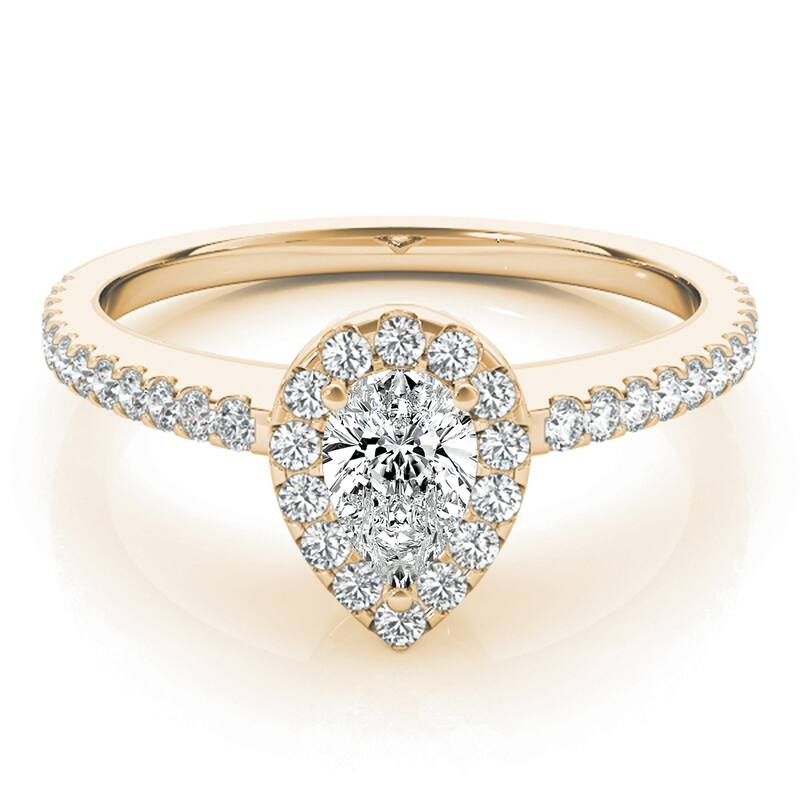 Auriya 14k Yellow Gold Lab Grown Pear Diamond Halo Engagement Ring 0.50 to 5.00 ct. tw. (F-G VS)