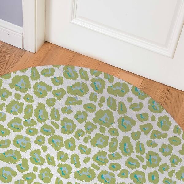 slide 2 of 41, CHEETAH CANDY Indoor Floor Mat By Kavka Designs 5'X5' - Green
