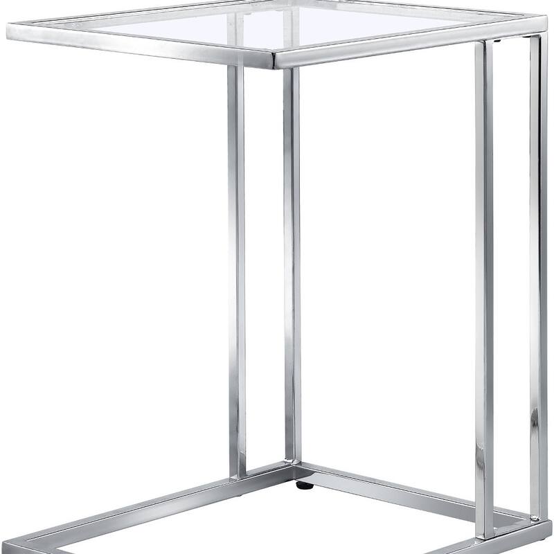 HomeRoots 25" Chrome And Clear Glass Square End Table - 15.75