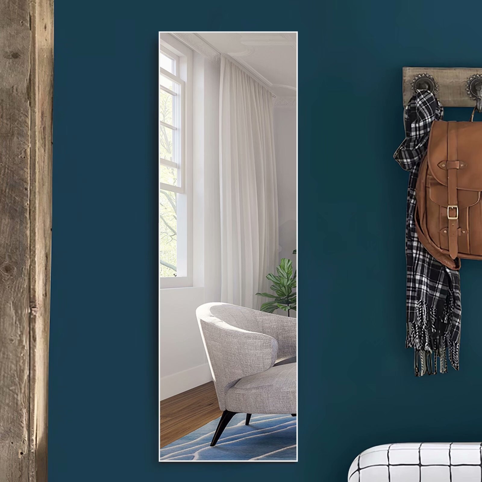 How To Hang Full Length Mirror On Door Amazon Com Whitebeach Door