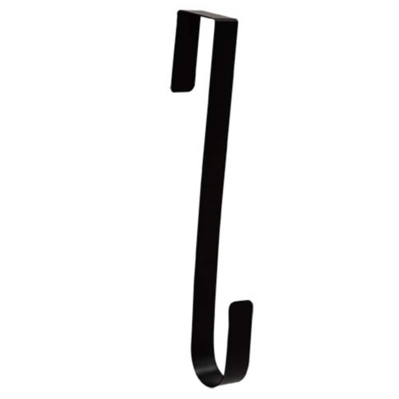 12-Inch Black Metal Over Door Wreath Hanger with Satin Finish Perfect for Home Decor - 1” L x 2” W x 12” H