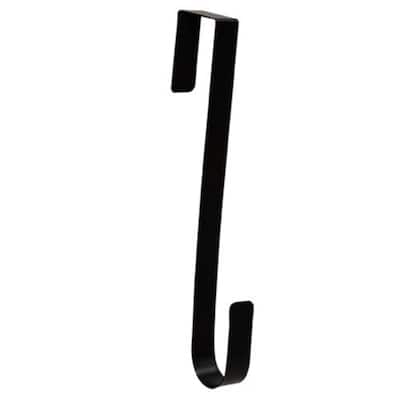 12-Inch Black Metal Over Door Wreath Hanger with Satin Finish Perfect for Home Decor - 1” L x 2” W x 12” H