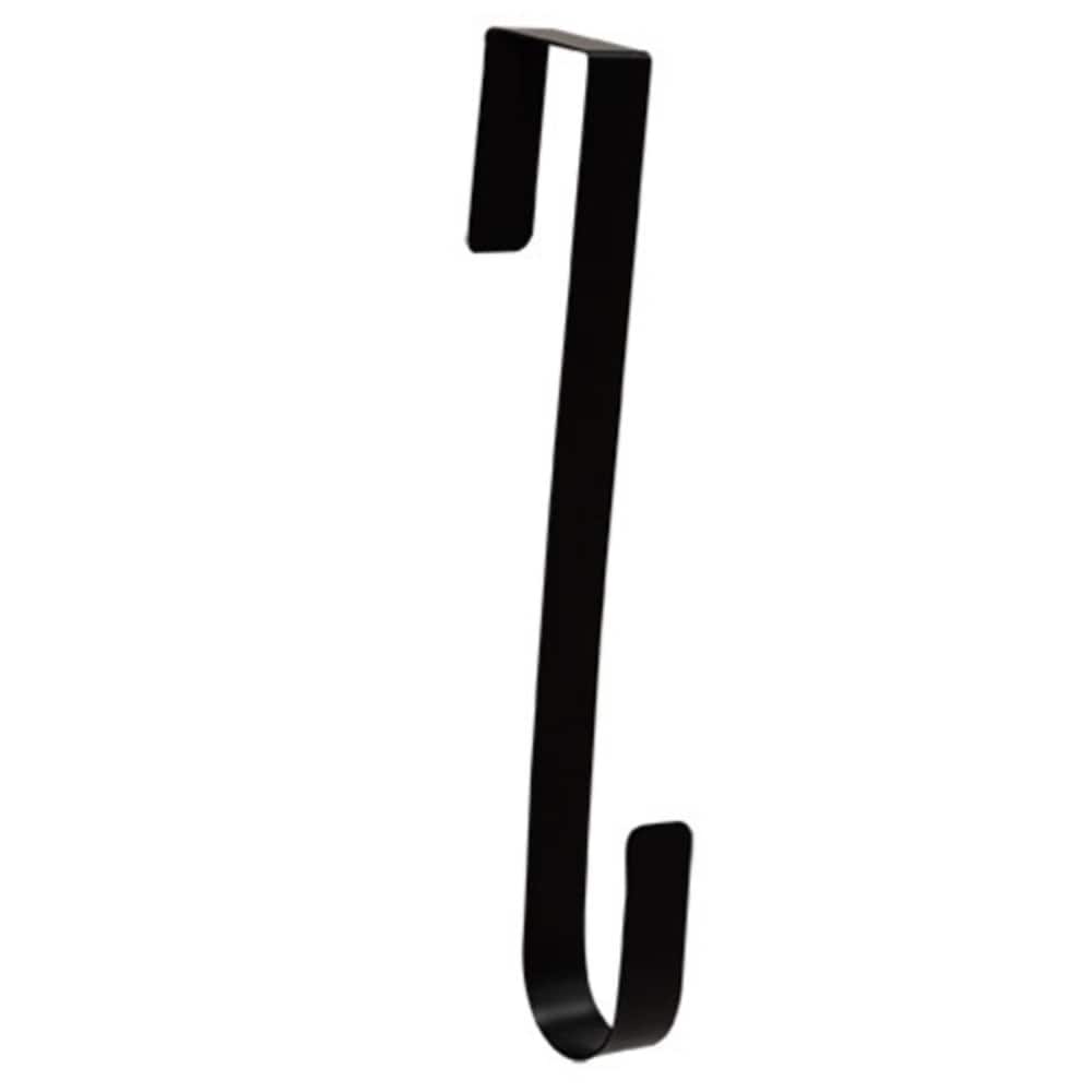 12-Inch Black Metal Over Door Wreath Hanger with Satin Finish Perfect for Home Decor - 1” L x 2” W x 12” H