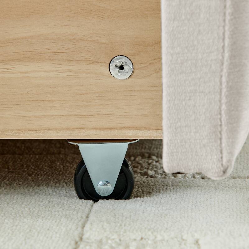 King Size Upholstered Bed, comfortable upholstered bed frame, Chenille fabric, with headboard and solid bed frame