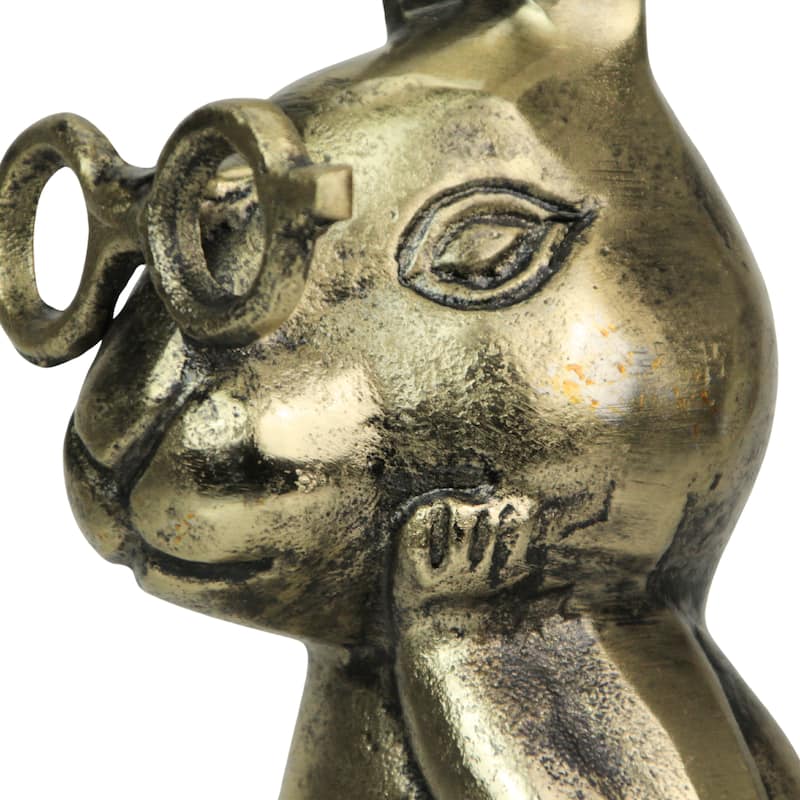 Whimsical Gold Bunny Statue 10.25" Cast Aluminum, Elegant Home Decor - 10.25 X 5.5 X 4.25 inches