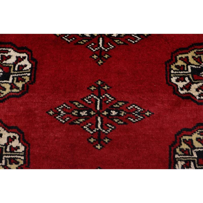 Rustic Bokhara Mann Red/Beige Hand Knotted Wool Rug - 4'3'' x 6'6''