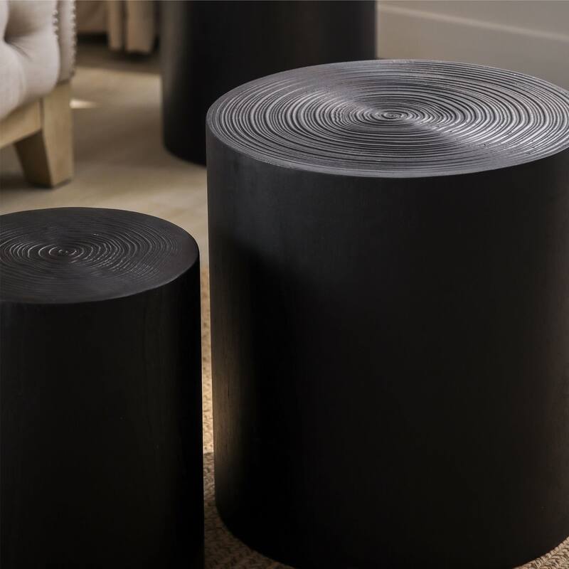 Set of 3 Rustic Wooden Coffee Tables with Distinctive Tree Ring Patterns - Perfect for Living Room