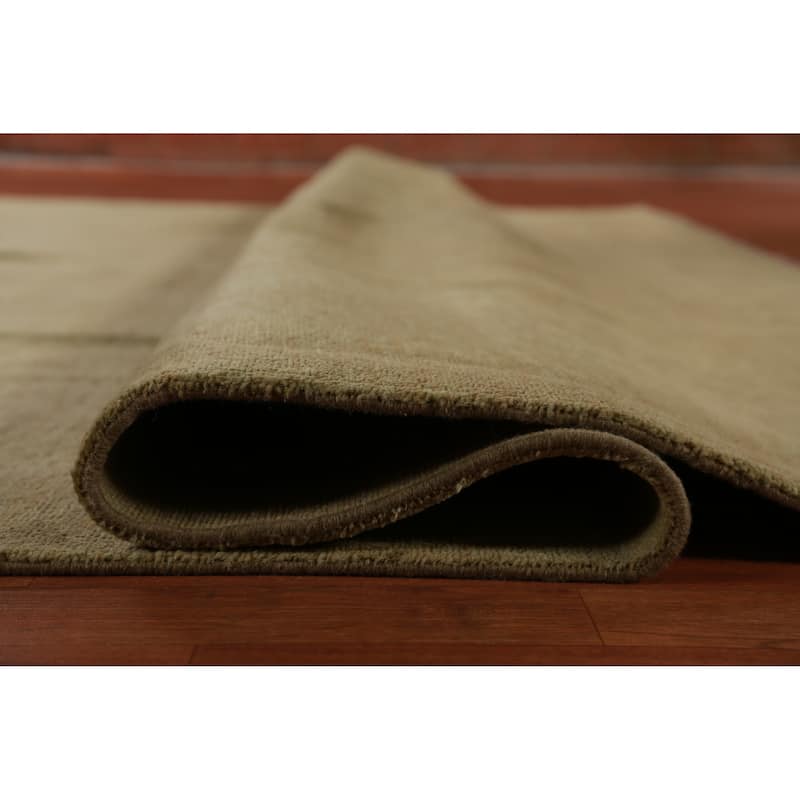 Hand Knotted Oriental 100% Wool Carpet Modern Solid Green Gabbeh Area Rug - 13' 4'' X 10' 2''
