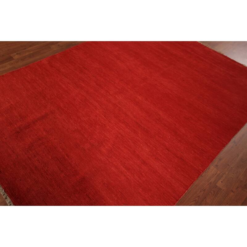 Modern Red Gabbeh Oriental Area Rug Handmade Wool Carpet - 5'5" x 7'5"