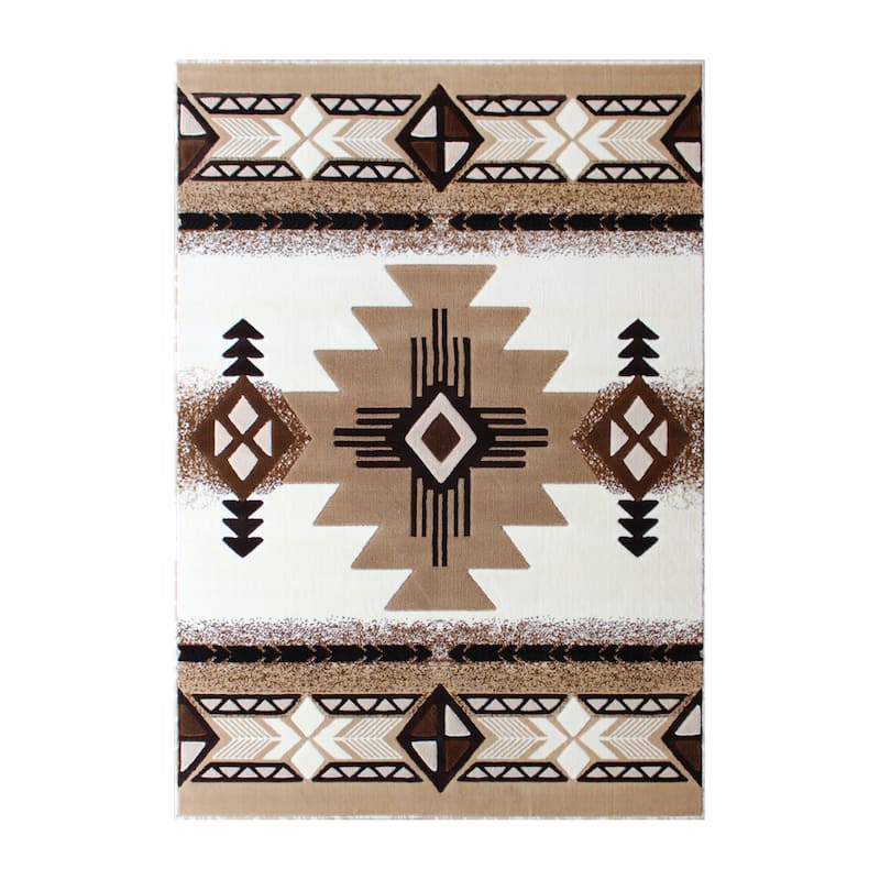 Traditional Southwestern Style Olefin Fiber Geometric Area Rug