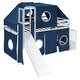 preview thumbnail 26 of 34, Twin Size Loft Bed with Storage Stairs, Tent & Tower, Solid Wood Castle-Inspired Kids Loft Bed Frame with Slide, Fence & Window