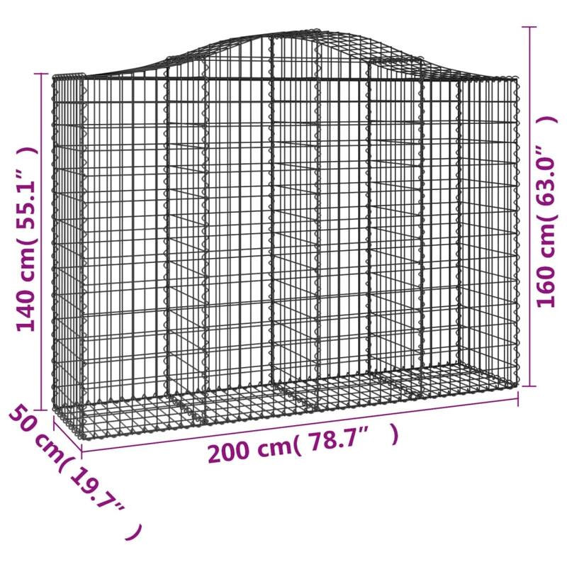 vidaXL Gabion Basket Arched Gabion Basket Planter for Flower Galvanized Iron - 78.7 x 78.7 x 23.6 inch