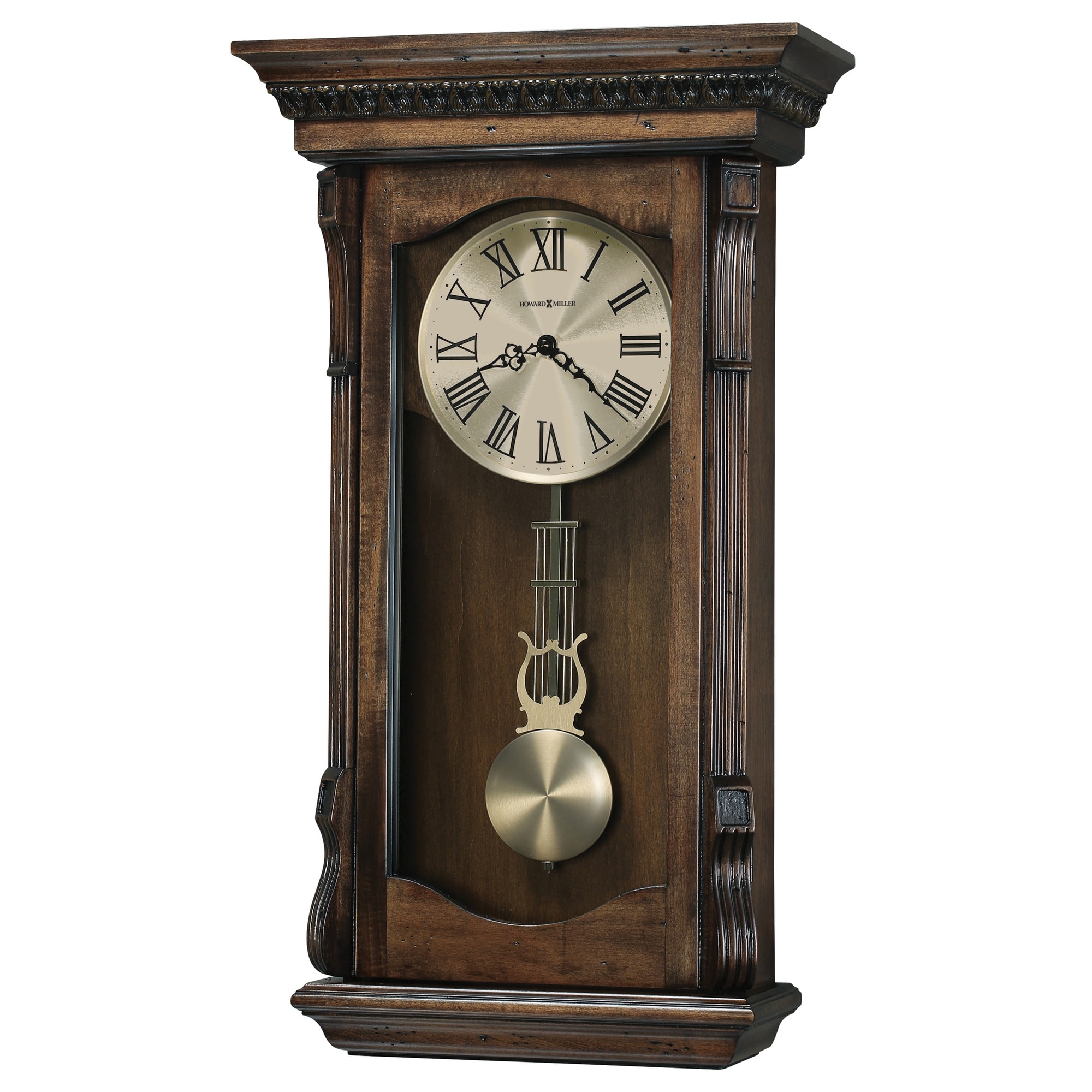 Howard Miller Agatha Acadia Distressed Chiming Wall Clock with Pendulum