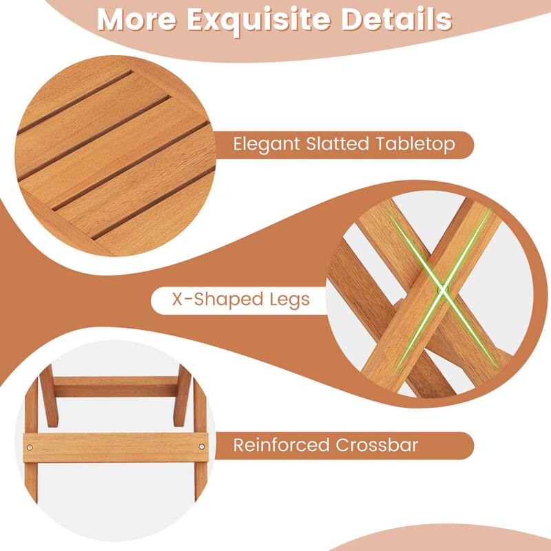 2pcs Patio Wood Bistro Set Outdoor Rocking Chair& Folding Table Set
