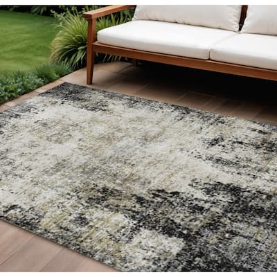 HomeRoots Abstract Transitional Rectangle Outdoor Rug