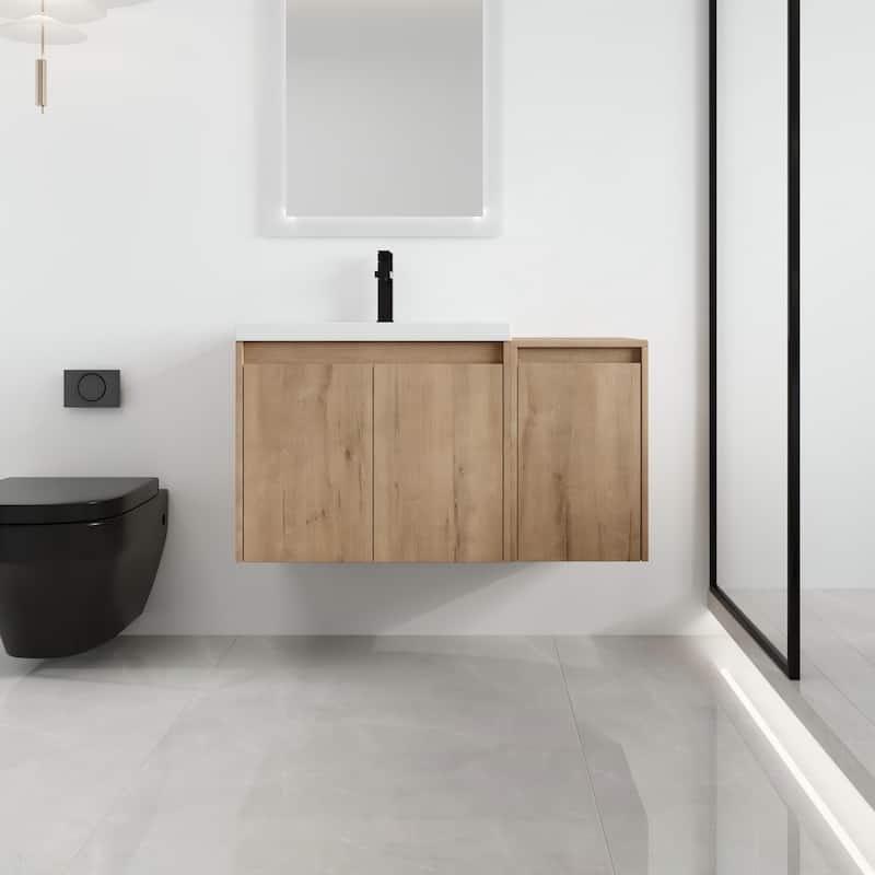 Malwee 36"/48"/60" Floating Bathroom Vanity,Wall Mounted Bathroom Vanity with Sink,Soft Close Door and Adjustable Shelf