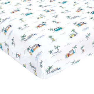 Hudson Baby Cotton Fitted Crib Sheet, Surfer Dude, One Size - Surfer Dude - One Size