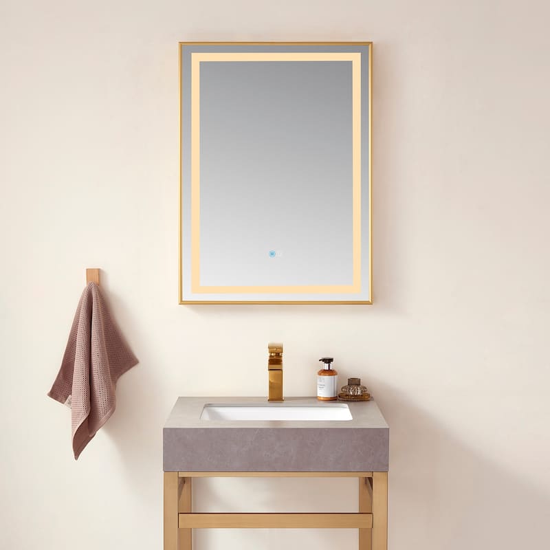 24" Rectangular LED Lighted Accent Bathroom/Vanity Wall Mirror - 24