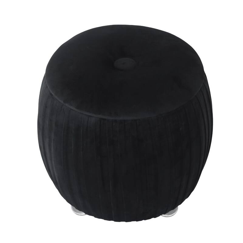 Backless Storage Stool with Velvet Upholstery - Accent for Living Room Home Decor