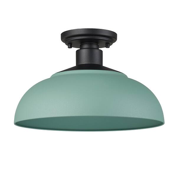 slide 2 of 11, Golden Lighting 2866-OSF Levitt 14" Wide Semi-Flush Outdoor Ceiling Natural Black / Natural Teal