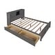 preview thumbnail 9 of 22, Full Platform Bed with 2-Drawers, Storage Headboard and Sliding Door, Grey