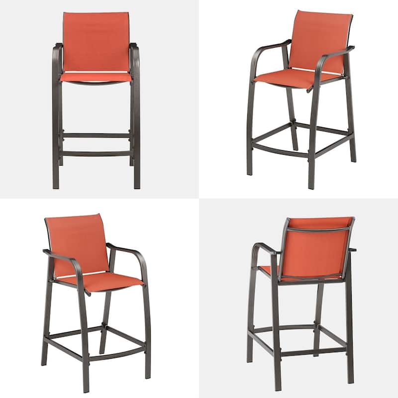 VredHom Outdoor Aluminum Bar Stool Set Patio Bar Chairs (Set of 2) - 21.7" W x 25.6" D x 43.7" H