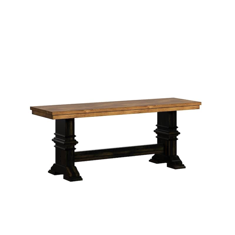Eleanor Black Farmhouse Trestle Base Slat Back 6-piece Dining Set by iNSPIRE Q Classic