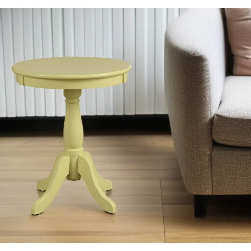 HomeRoots 22" Light Yellow Wood Round Pedestal End Table - 18