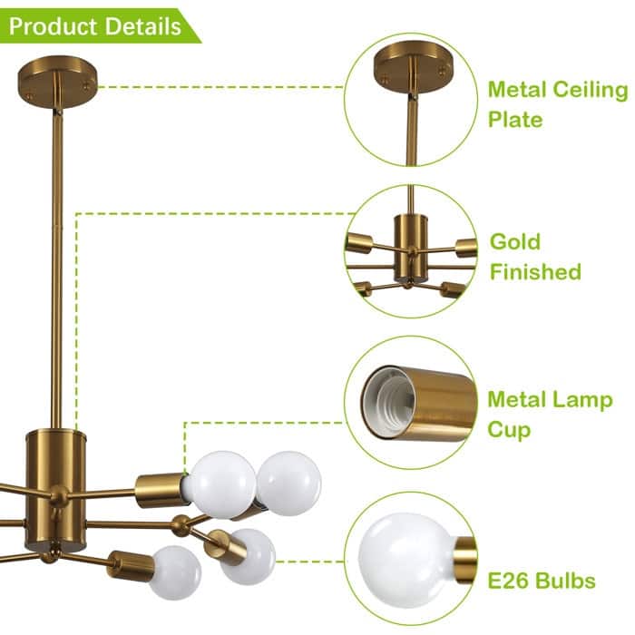8-Light Dimmable Modern Sputnik Sphere Chandelier