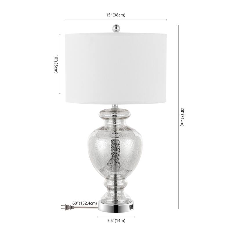 SAFAVIEH Lighting Montana 28 Inch Turquoise Glass Table Lamp (Set of 2)