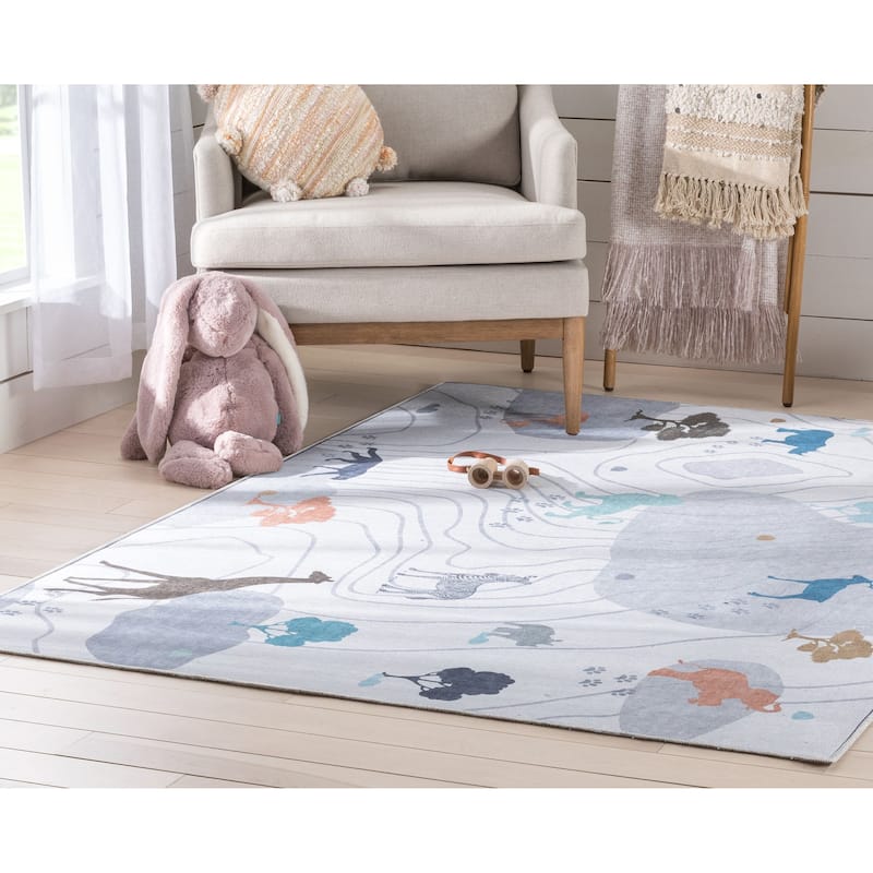 Well Woven Kids Rugs Safari Modern Machine Washable Area Rug
