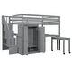 preview thumbnail 82 of 110, Twin/Full Size Loft Bed with Storage Staircase, Wardrobe and Desk, Solid Wood Loft Bedframe with 2 Storage Drawers and Shelves