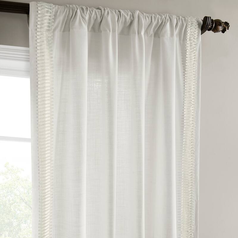 Exclusive Fabrics Bordered Textured Cotton Curtains For Bedroom & Living Room Curtains - Single Panel Drapes