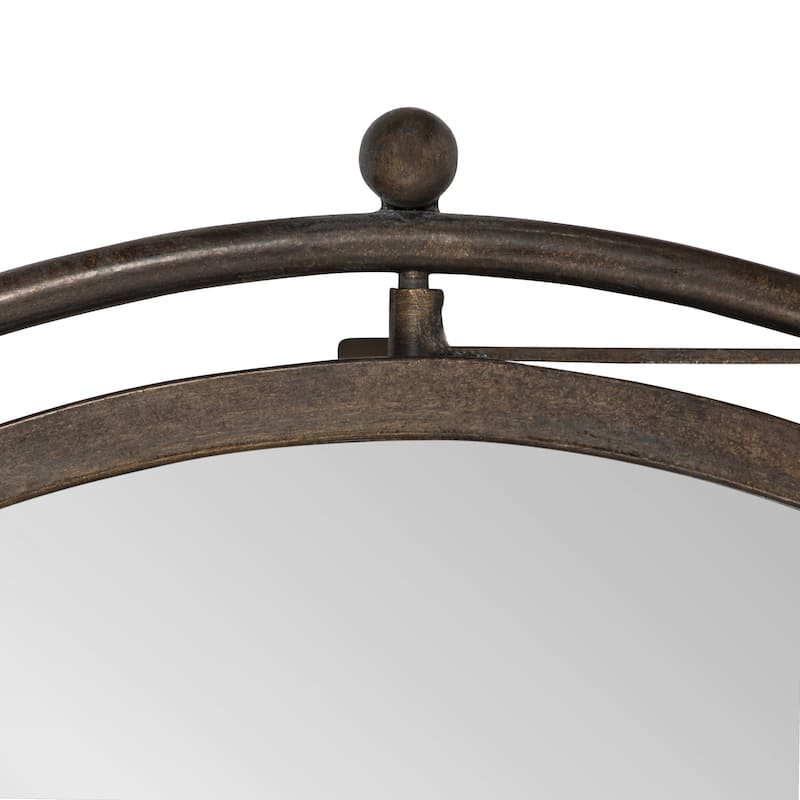 Kate and Laurel Baron Rustic Pivot Mirror, 21" Diameter, Raw Iron