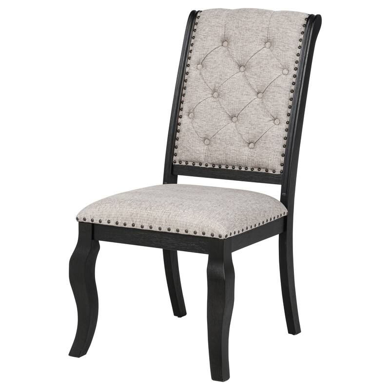 Phelps Upholstered Dining Side Chair Tan Distressed Noir (Set of 2)