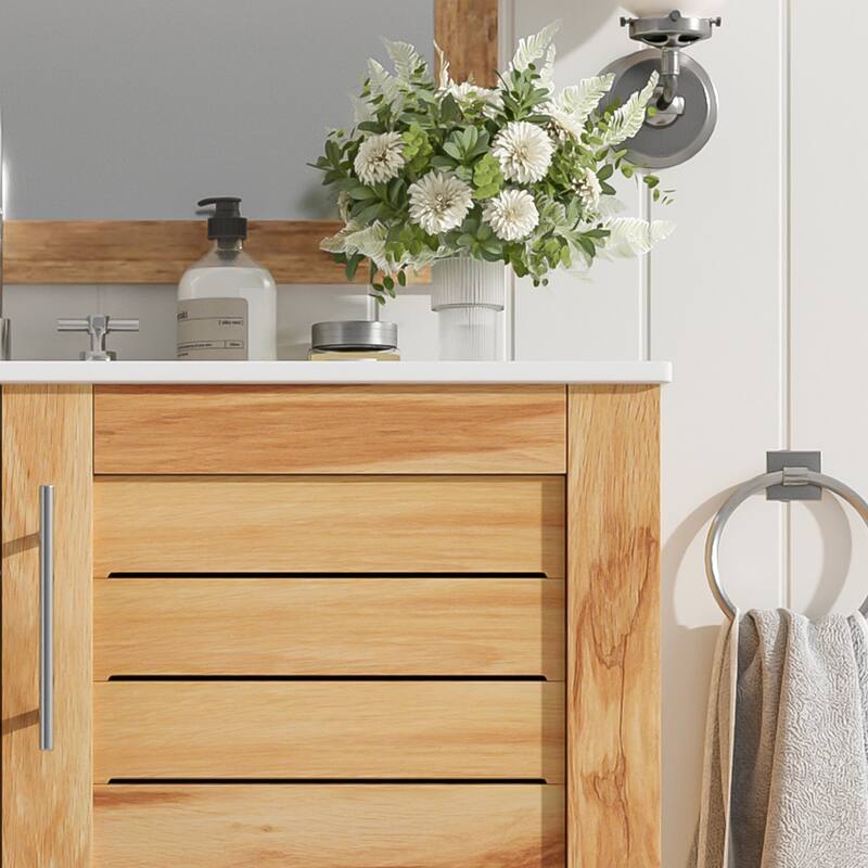 Bathroom Vanity with Ceramic Sink, athroom Storage Cabinet with 2 Soft Close Doors, Bathroom Vanity with Large Storage Space