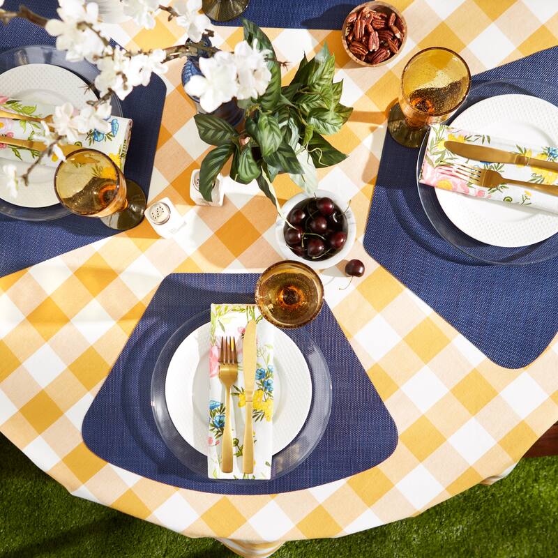 Nautical Blue Solid Round Table Placemat (Set of 6) - 13x18.75