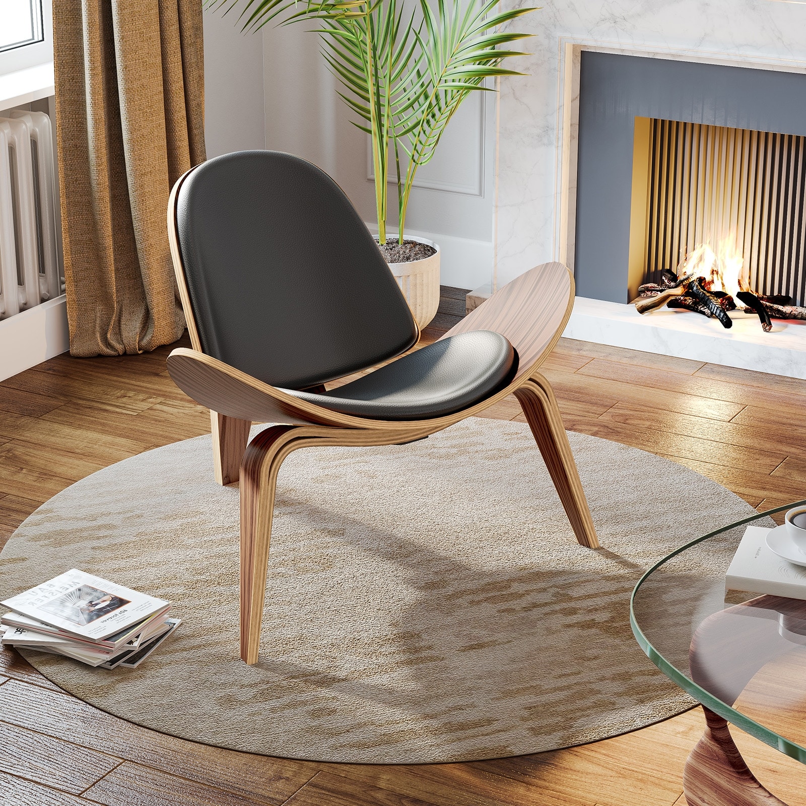 Nordic Style Three-Legged Shell Chair Living Room Chair Furniture