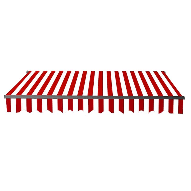 ALEKO Caribbean Motorized Retractable Patio Awning - Black Frame - Red & White Striped - 16 x 10 Feet