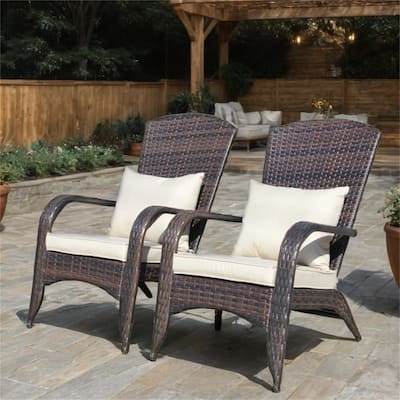 2 PCS Patio Wicker Chair with Cushions and Legs
