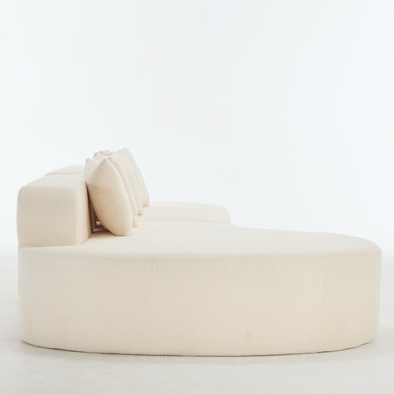 L-Shape Boneless Couch for Living Room, Curved Sectional Sofa Memory Foam Floor Sofa with 5 Pillows