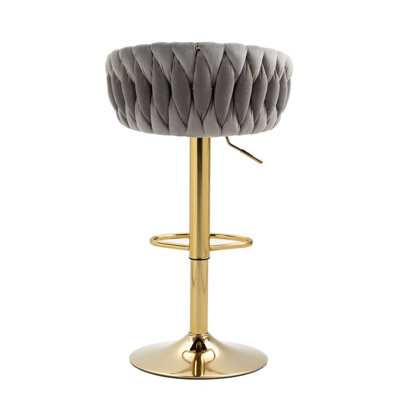 2 Set Counter Height Adjustable Velvet Bar Stools
