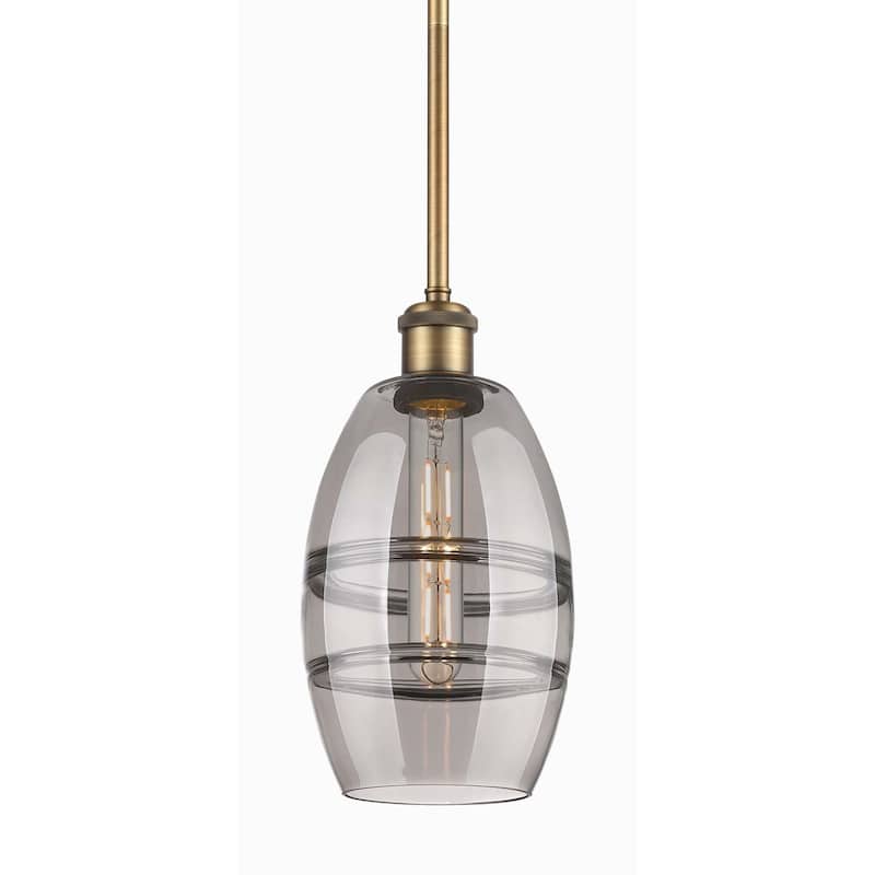 Innovations Lighting 516-1S-9-6 Vaz Pendant Vaz 6" Wide Mini Pendant - Brushed Brass / Light Smoke