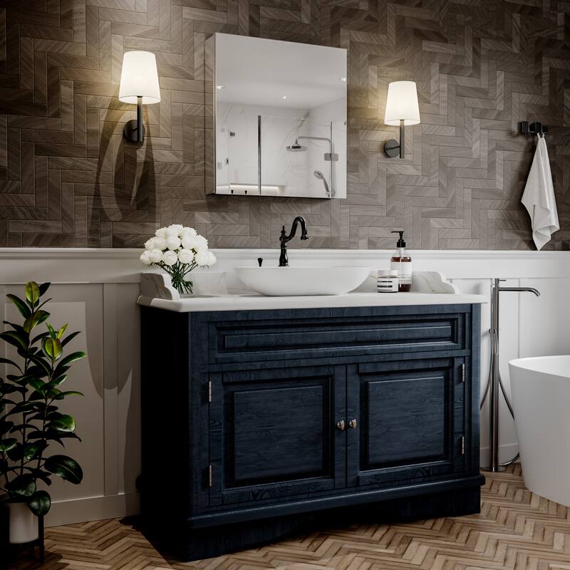 Modland Single Door Bathroom Medicine Cabinet with Mirror Adjustable Shelves,Recessed or Surface Mount