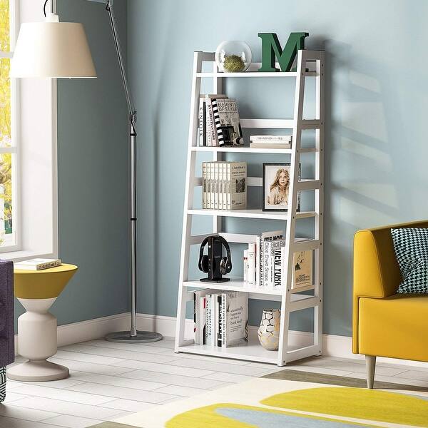 Shop 5 Tier Bookshelf Free Standing Ladder Shelf Overstock