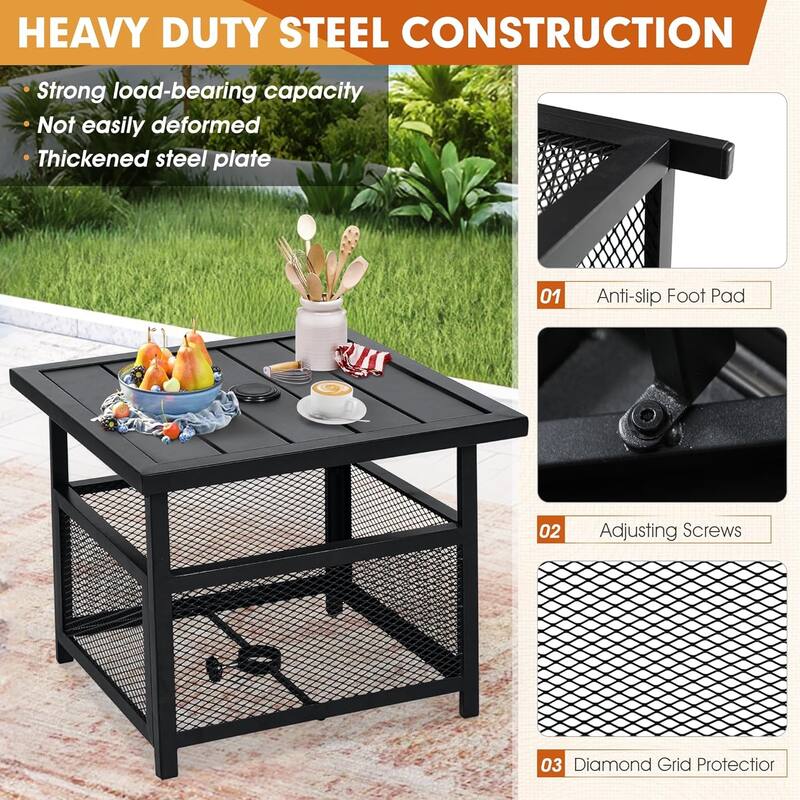 Outdoor Patio Adjustable Cushioned Recliner Lounge Chair & Bistro Side Table Set