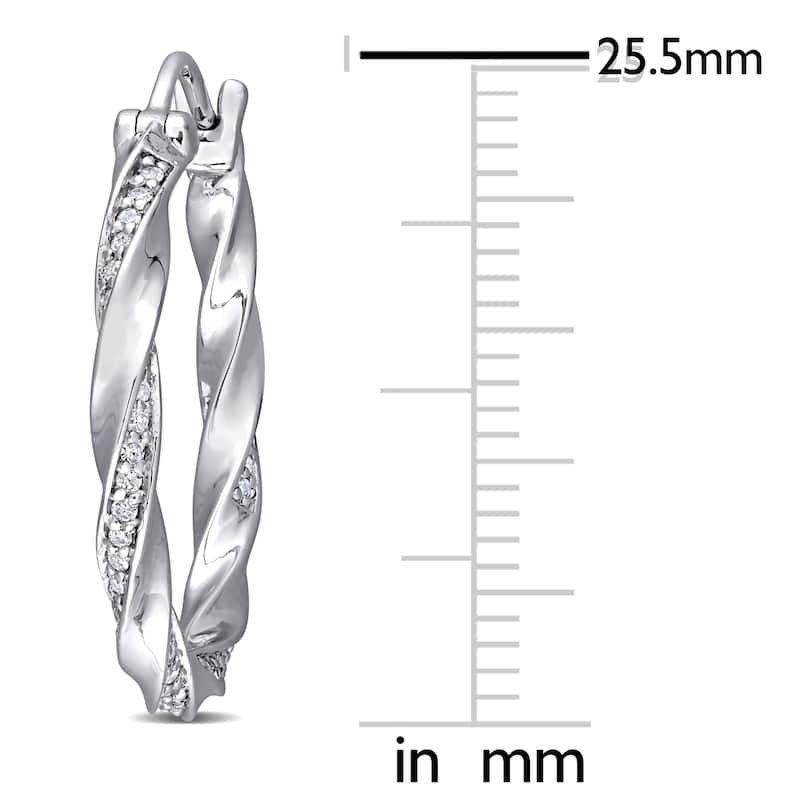 Miadora 10k White Gold 1/2ct TDW Diamond Twist Hoop Earrings - 25.5mm x 2.7mm x 25.2mm - 25.5mm x 2.7mm x 25.2mm