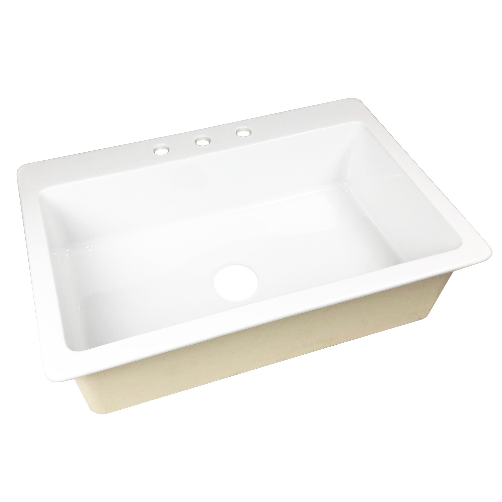 Jackson Drop-in Fireclay 33 in. 3-Hole Single Bowl Kitchen ...