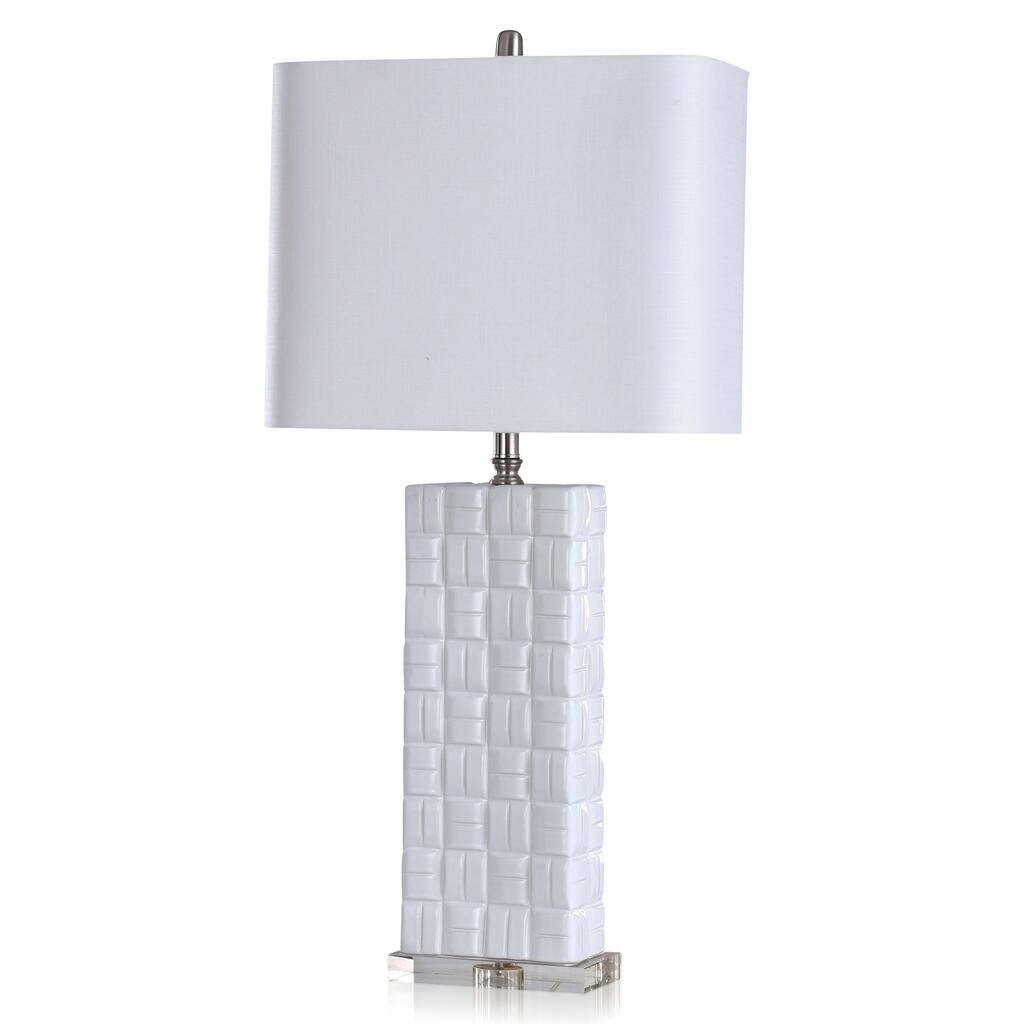 Lexi - Glazed Ceramic Body Table Lamp With Clear Acrylic Base -Sigma White - White Shade